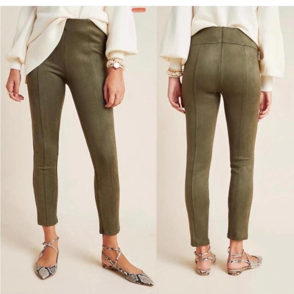 By Anthropologie Size 26 Green Faux Suede Zip Angle Pants
